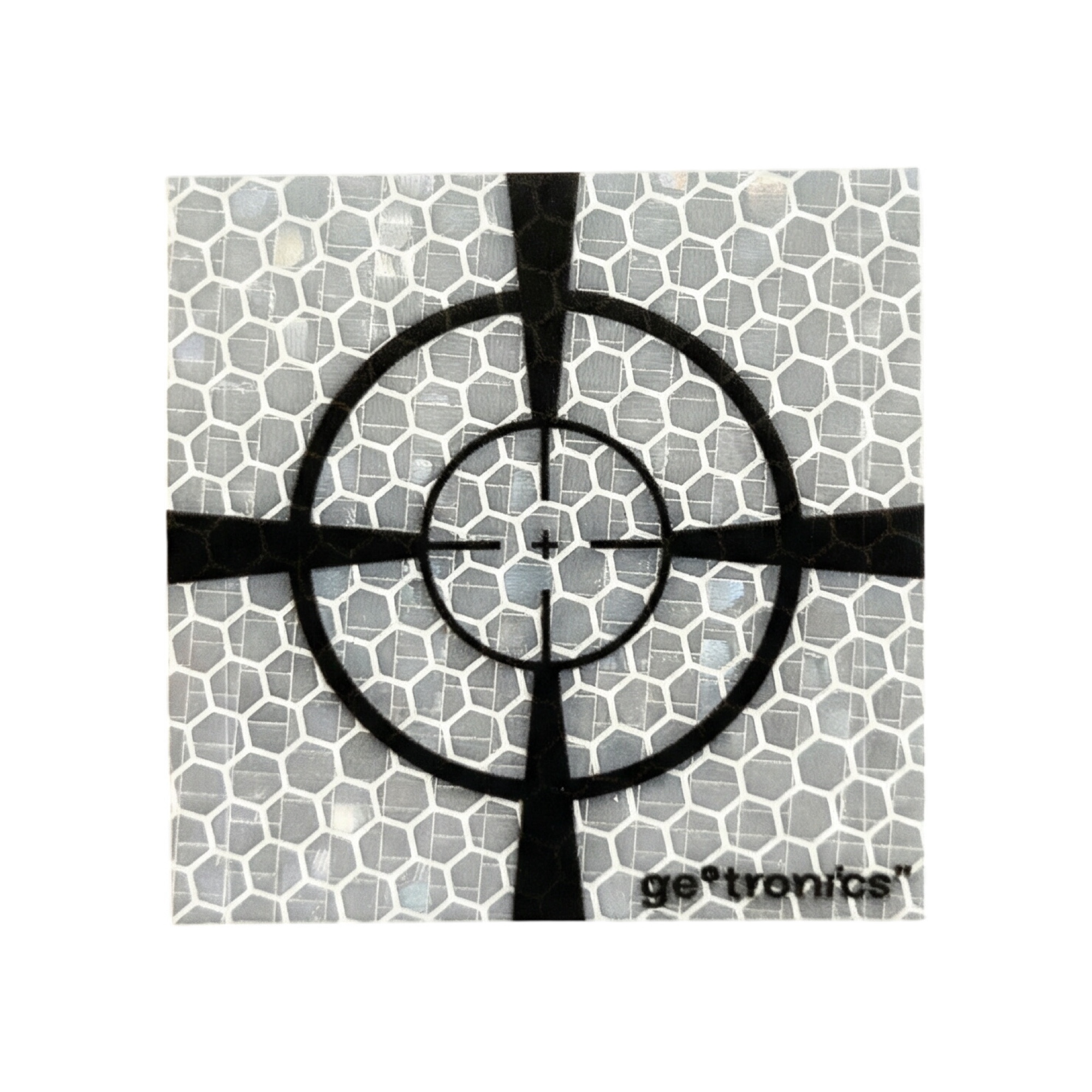 Odrazný štítek bílý se zvýrazněným záměrným křížkem, 8x8 cm, sada 10 ks