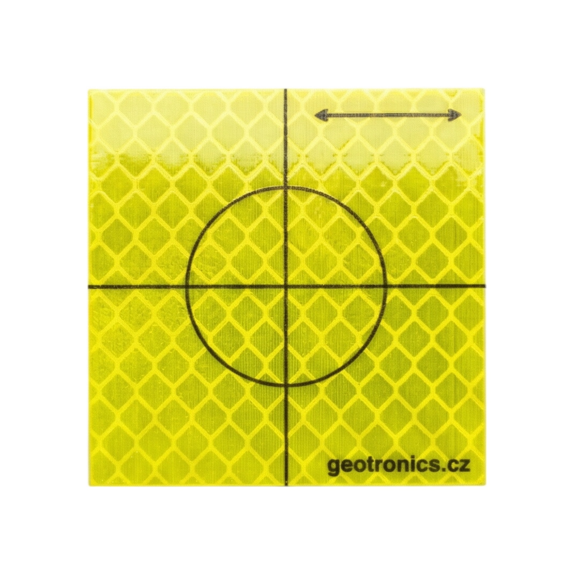 Odrazný štítek žlutý/fluo se standardním záměrným křížkem, 4x4 cm, sada 10 ks
