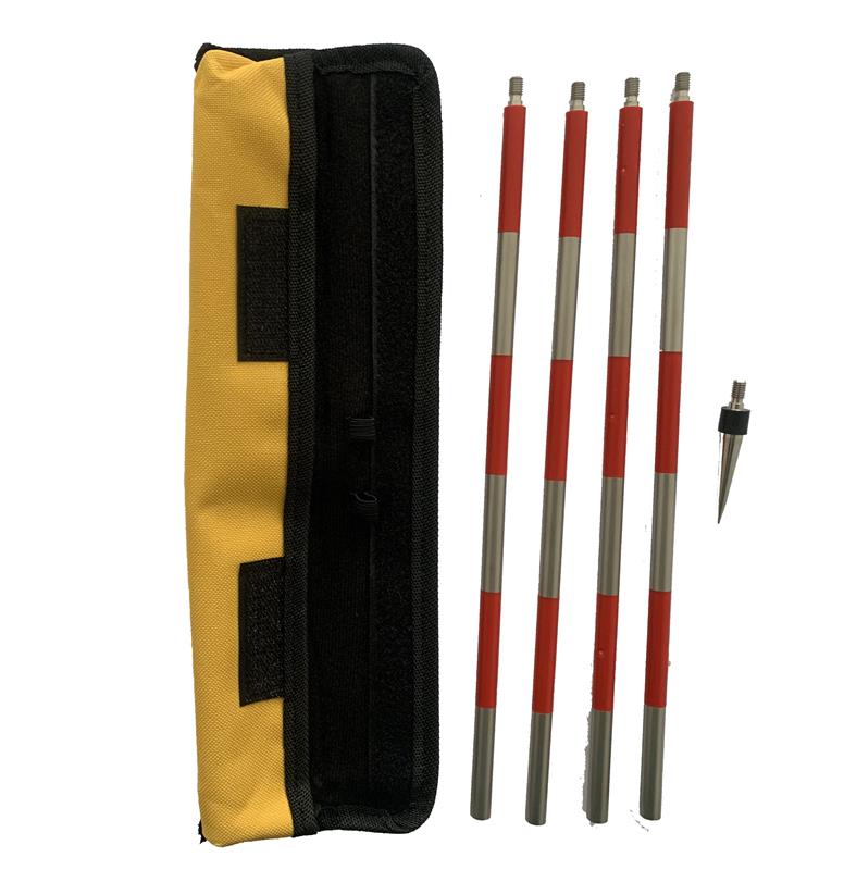 Tyčka skládací, červenobílá, 125 cm,  (3x30 + 35 cm, prům. 9 mm), obal, Myzox