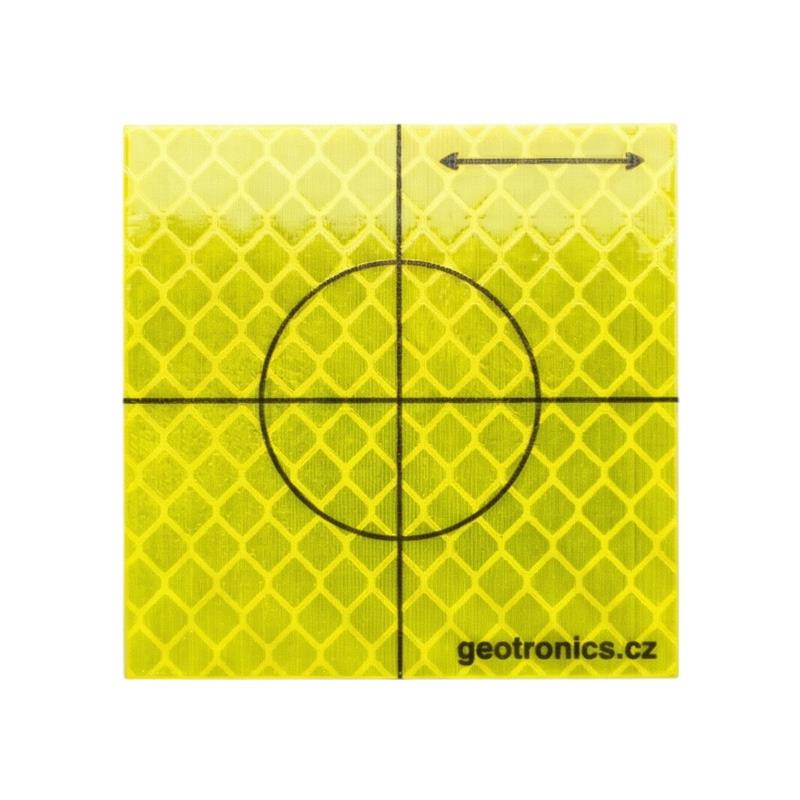 Odrazný štítek žlutý/fluo se standardním záměrným křížkem, 5x5 cm, sada 10 ks