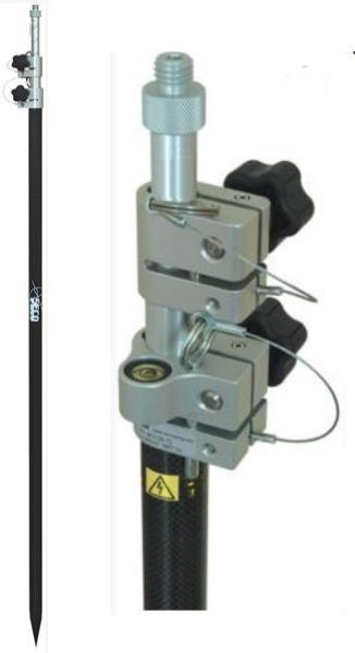 Tyčka pro TS, karbon/kovová, teleskopická, 3.5 m, s libelou, šroub, SECO